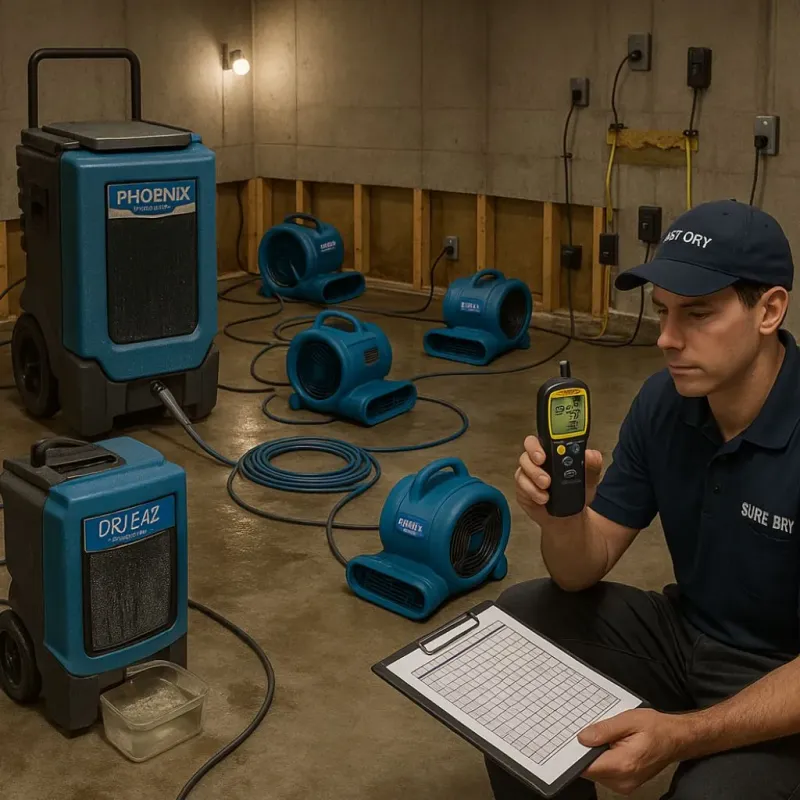 Structural Drying and Dehumidification process in Steeleville, IL